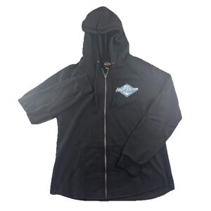 HARLEY DAVIDSON Full Zip Hoodie Jacket Women's M Black Fayetteville Biker Grunge
